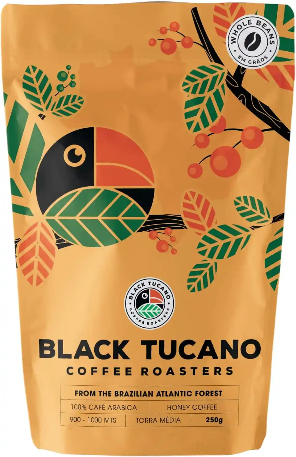 Embalagem do Black Tucano Honey Coffee. Um dos melhores cafés do Brasil.