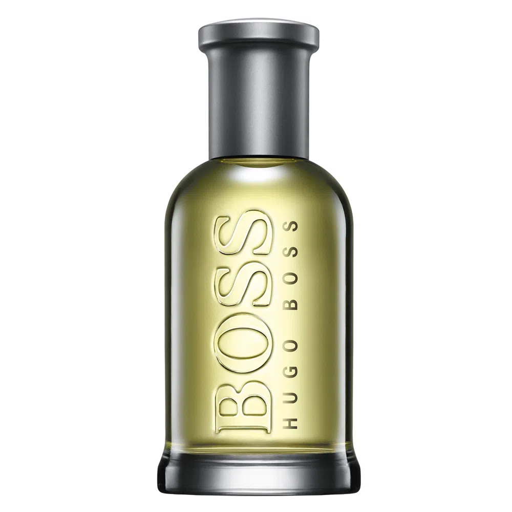 Frasco do Boss Bottled de Hugo Boss. Um clássico da perfumaria que combina muito com ambientes de trabalho.